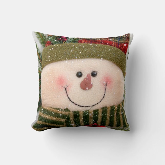 Coussin Bonhomme de neige heureux (Recto)