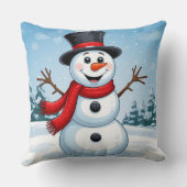 Coussin Bonhomme de neige heureux Noël festif hiver cosy (Verso)