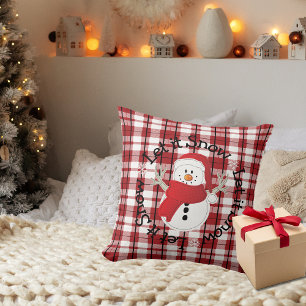 Coussin Bonhomme de neige Laissez tomber la neige Carreaux
