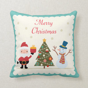 Coussin Bonhomme de neige le père noël d'arbre de Joyeux