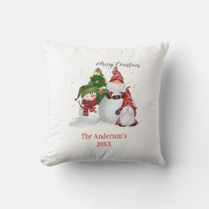 Coussin Bonhommes de neige personnalisés Gnomes Noël
