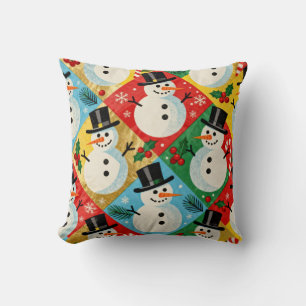 Coussin Bonhommes de neige rétro