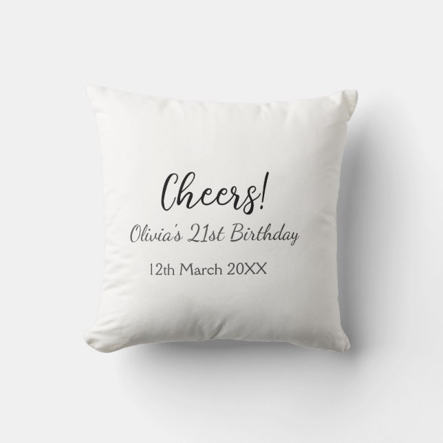 Coussin Bonjour 21e anniversaire ajouter nom date simple m (Recto)