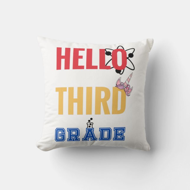 Coussin Bonjour 3e année | Design exceptionnel pour la 3èm (Recto)