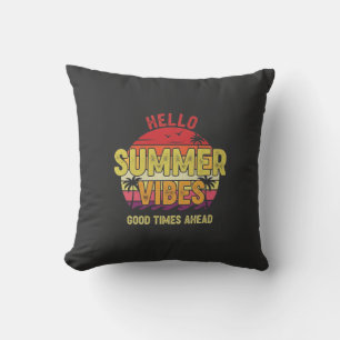 Coussin Bonjour ambiance estivale vintage coucher de solei
