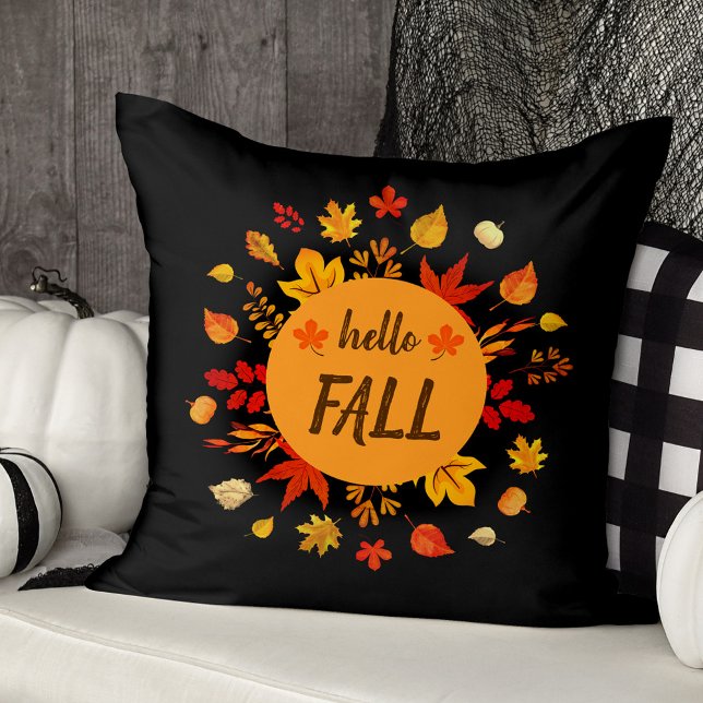 Coussin Bonjour automne (Cute Hello Fall Throw Pillow)