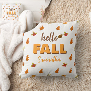 Coussin Bonjour Automne Feuilles Fleurs Motif Personnalisé