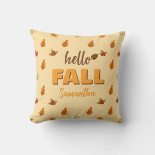 Coussin Bonjour Automne Feuilles Fleurs Motif Personnalisé