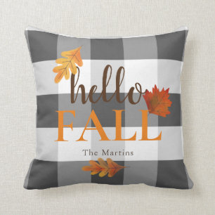 Coussin Bonjour Automne Feuilles Noires