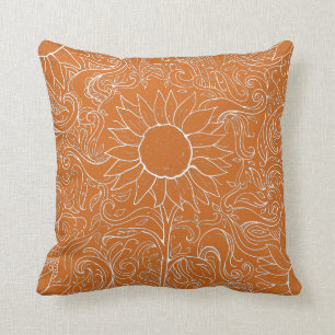 Coussin Bonjour Automne Tournesol Orange Automne Réversibl