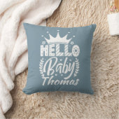 Coussin Bonjour bébé avec le nom de bébé de la Couronne Bl (Couverture)