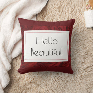 Coussin "Bonjour belle" Rose rouge