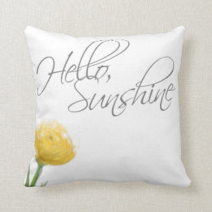 Coussin Bonjour carreau jaune de fleur de soleil