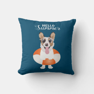 Coussin Bonjour Chiens de plage de Corgi été