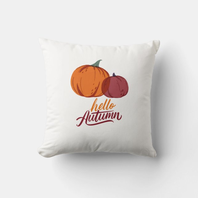Coussin Bonjour Citrouilles d'automne (Recto)