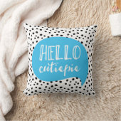 Coussin Bonjour Cutiepie bleu noir poka point spotcoussin (Couverture)