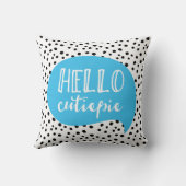 Coussin Bonjour Cutiepie bleu noir poka point spotcoussin (Verso)