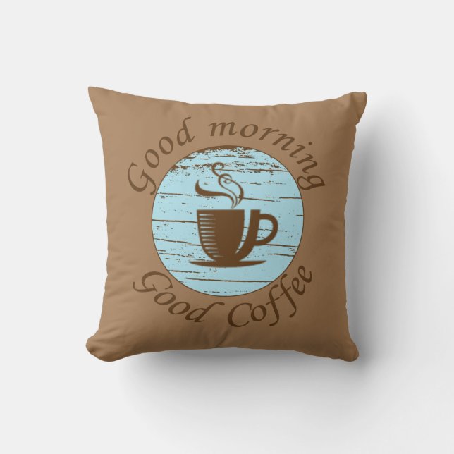 Coussin Bonjour Drôle buveur de café citations (Recto)
