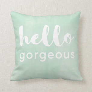 Coussin Bonjour écriture magnifique d'amusement sur le
