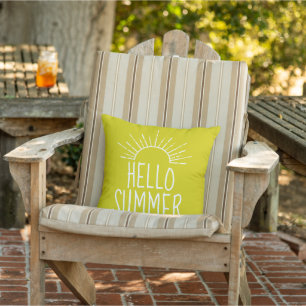 Coussin Bonjour été typographie cool colorée