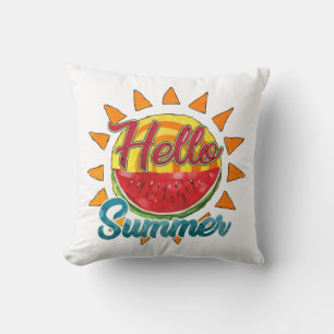 Coussin Bonjour été Watercolor Watermelon & Vibrant Sun