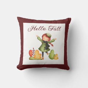 Coussin Bonjour Fille Rétro d'Automne Ferme de Campagne