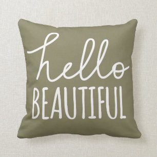 Coussin Bonjour Girly lunatique de belle typographie