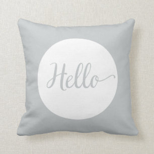 Coussin Bonjour gris gris blanc réversible