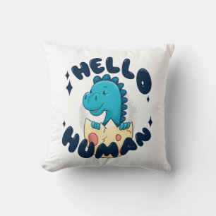 Coussin Bonjour humain drôle de dinosaure