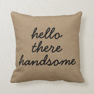 Coussin Bonjour là jut chic rustique beau de toile de