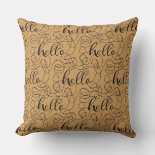 Coussin BONJOUR noir sans couture motif avec LIGNES