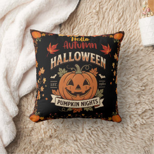 Coussin Bonjour Nuits de Citrouille d'Automne Halloween
