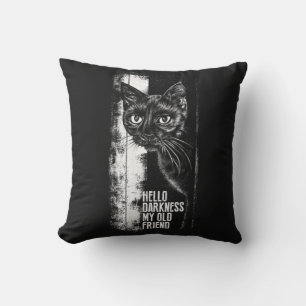 Coussin Bonjour obscurité mon vieil ami Black Cat Sketch