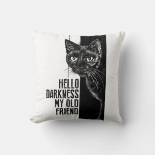 Coussin Bonjour obscurité mon vieil ami Black Cat Sketch V