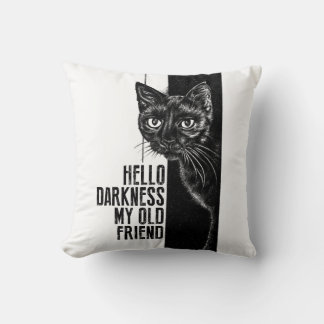 Coussin Bonjour obscurité mon vieil ami Black Cat Sketch V