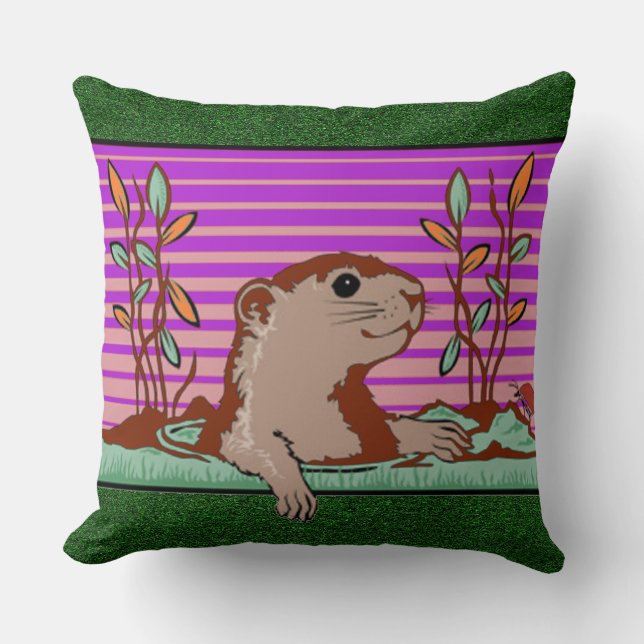 Coussin Bonjour, Ombre de Groundhog - (Recto)
