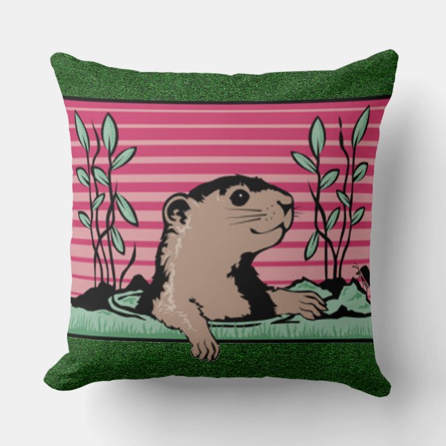 Coussin Bonjour, Ombre de Groundhog - (Recto)