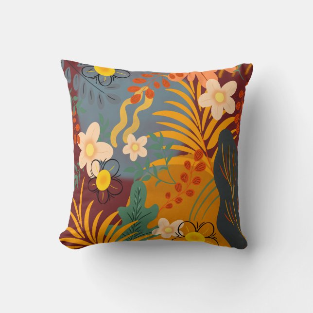 Coussin Bonjour Printemps Bonheur, Floral Orange Terracott (Recto)
