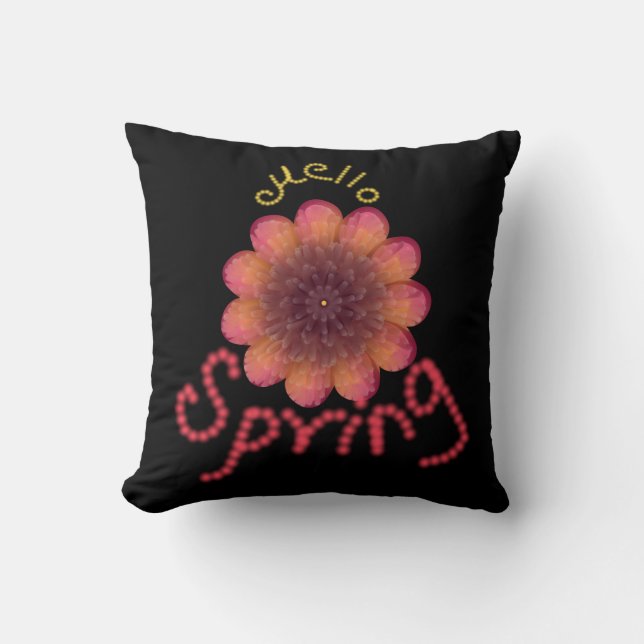 Coussin Bonjour Printemps - Fleur Rose et Orange Texturée  (Recto)