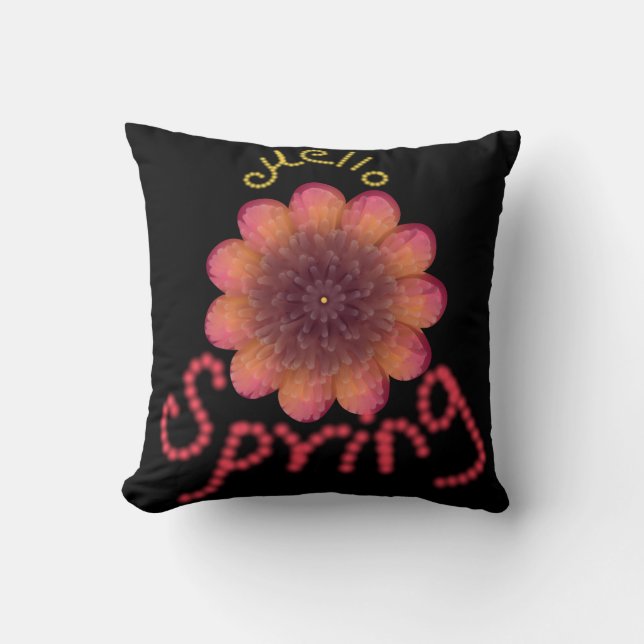 Coussin Bonjour Printemps - Fleur Texturée Rose et Orange  (Recto)