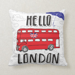 Coussin Bonjour signe en lettres de main de Londres   avec