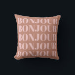 Coussin Bonjour | Typographie française Terracotta et Blus<br><div class="desc">Bonjour français moderne minimaliste en Terracotta et Oreiller à Jeu</div>