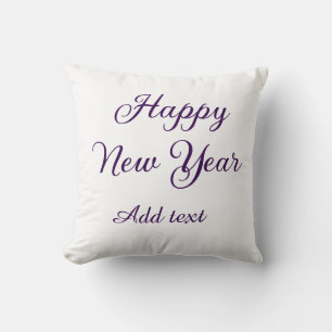 Coussin Bonne année calligraphie violette simple minimale
