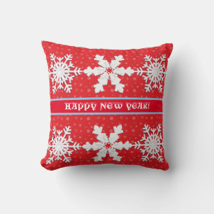 Coussin Bonne année ! Flammes de neige blanches d'hiver Re