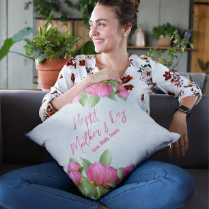 Coussin Bonne fête des mères Chic rose floral