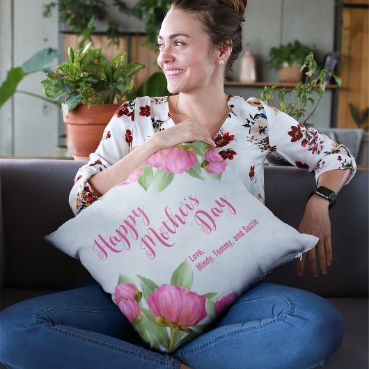 Coussin Bonne fête des mères Chic rose floral