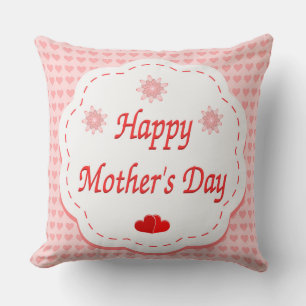 COUSSIN "BONNE FÊTE DES MÈRES " CŒURS ROSES