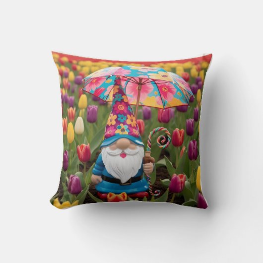 Coussin Bonne fête des mères : Gnome in Tulip Field (Recto)
