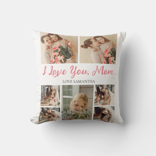 Coussin Bonne fête des mères | Simple script moderne 7 pho (Recto)