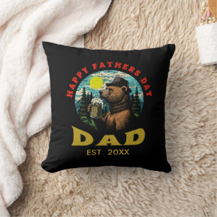 Coussin Bonne Fête des pères Papa Beer Mug Outdoorsman Bea
